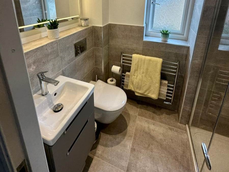 Plastered island in kitchen